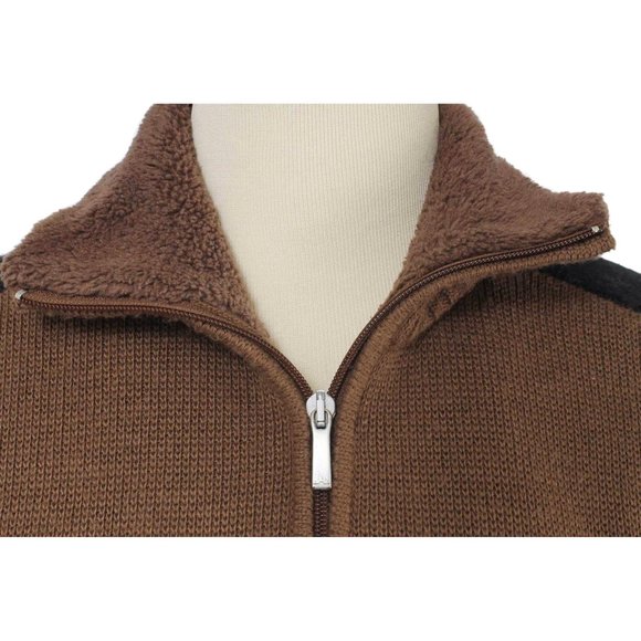 CAMPAGNOLO Brown Wool Blend Ski Theme Patches 1/4 Zip Sweater Vintage - Picture 6 of 7
